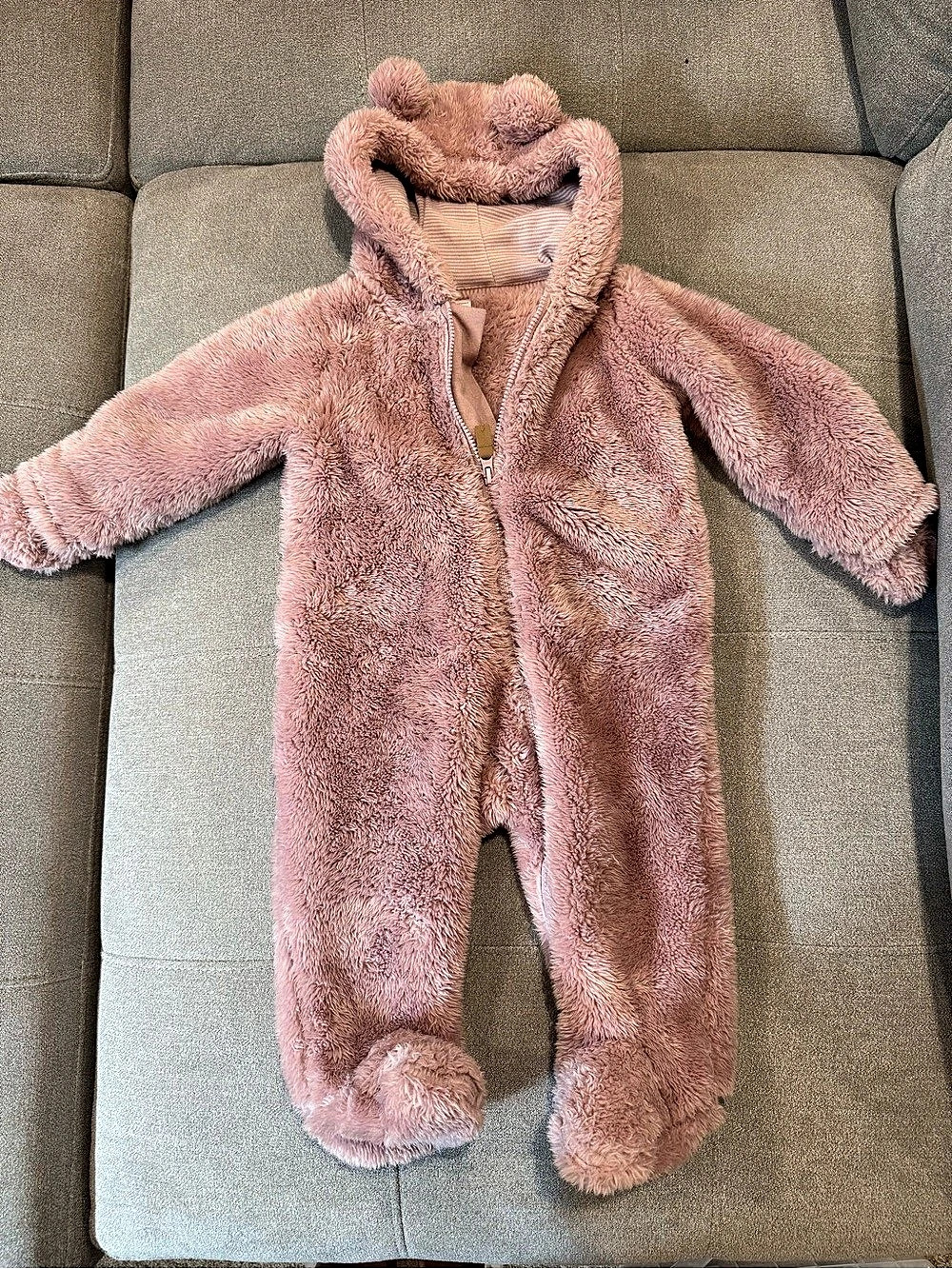 carter's Baby Girl Bear Teddy Fleece Long-Sleeve Jumpsuit Pink Baby 6M outwear
